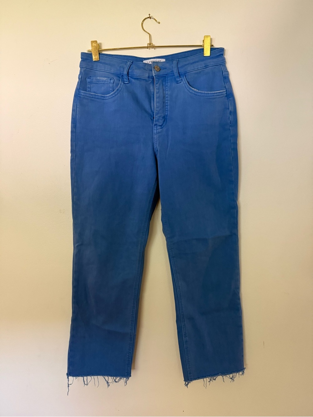 Women’s Lovervet Blue Raw Hem Straight Leg Cropped Jeans